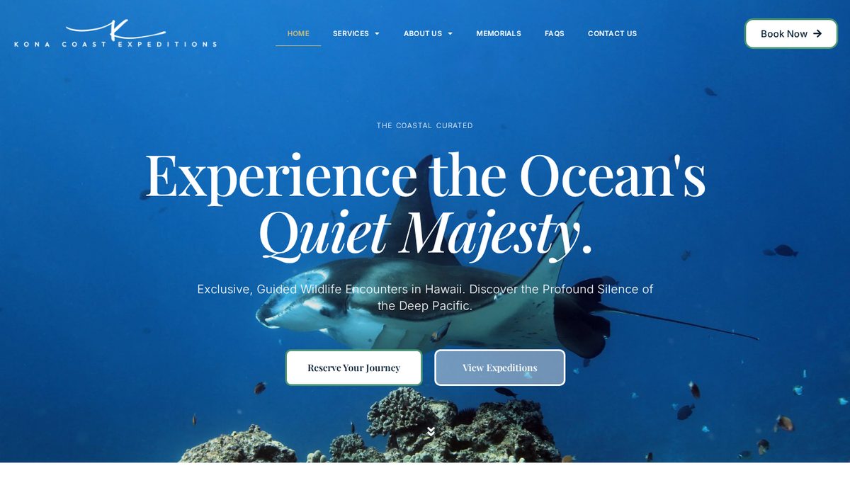 Screenshot of the Kona Coast Expeditions website